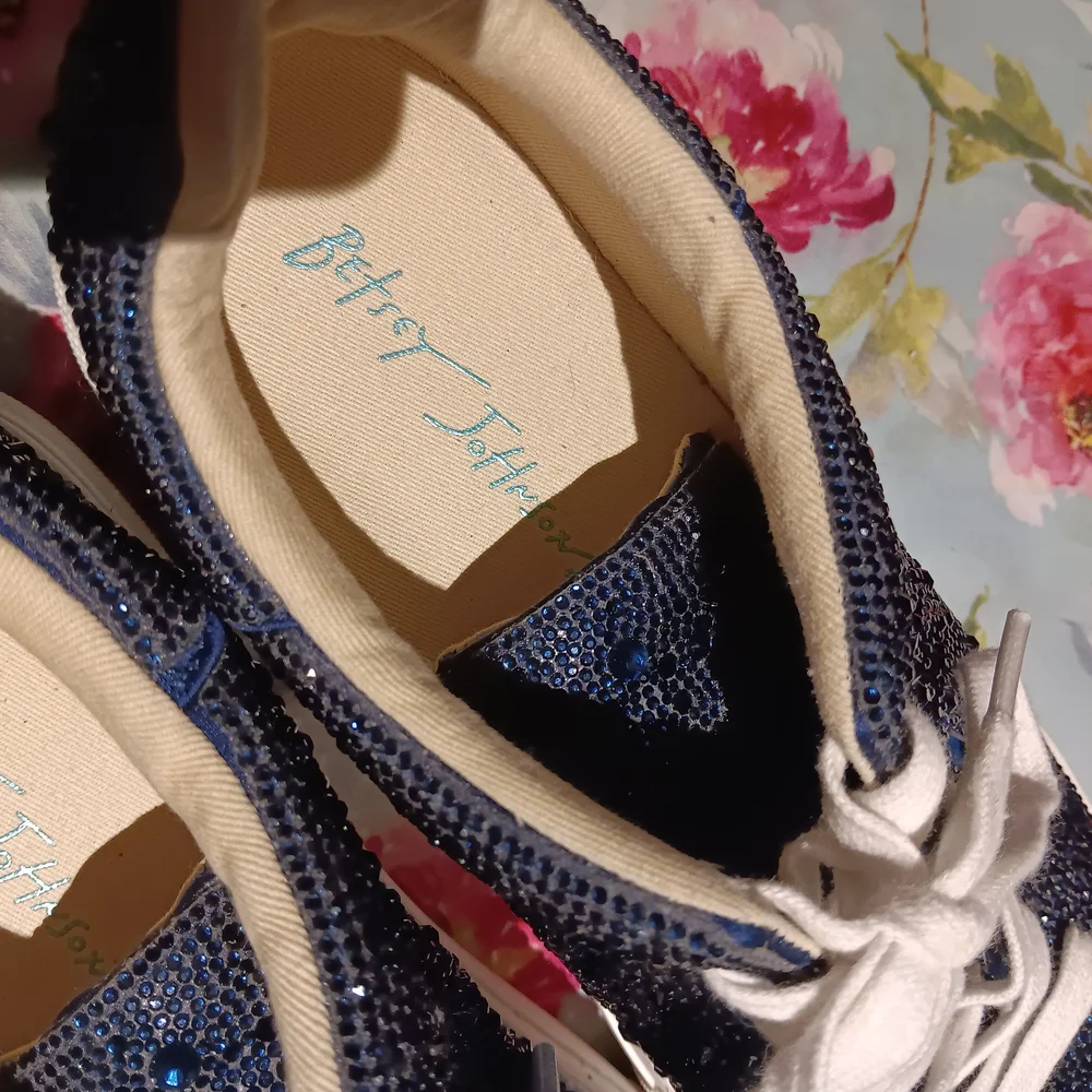 Betsey Johnson Navy Blue Crystal Embellished Sneakers - Picture 3 of 3